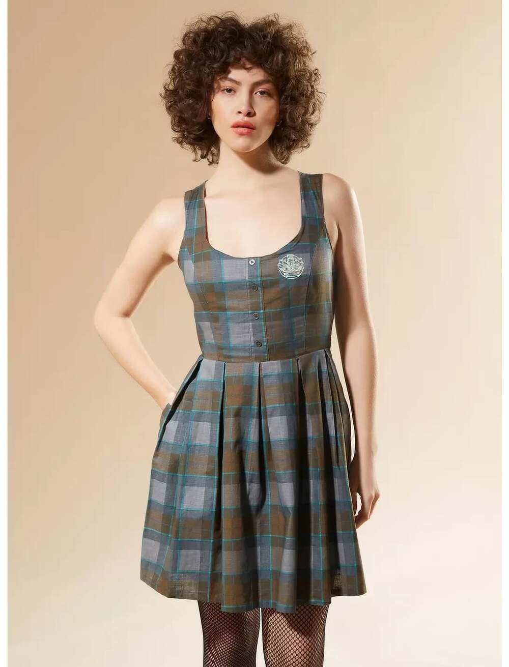 OUTLANDER The Series Women Tartan Plaid Mini Dress Sz M Green 26-8
